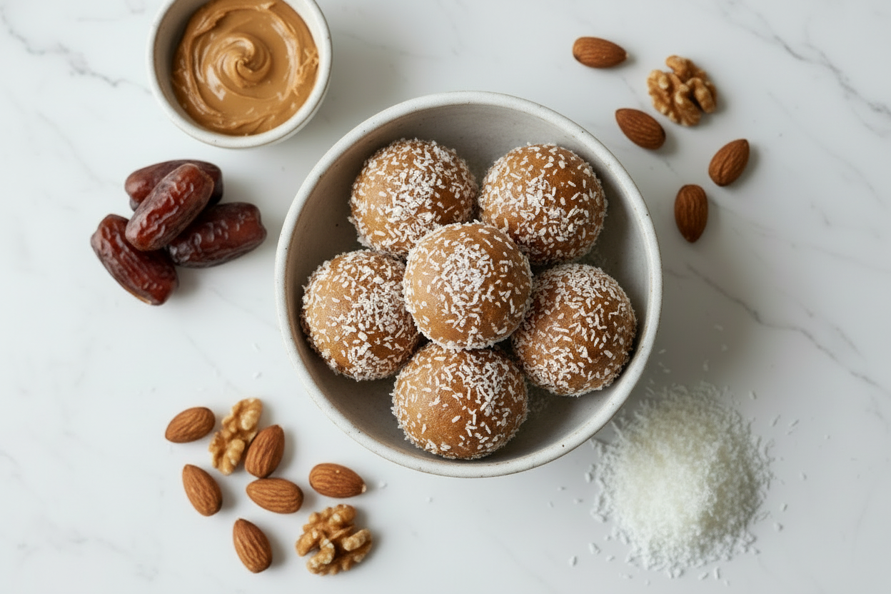 Peanut Butter Bliss Balls - Minimal Coconut